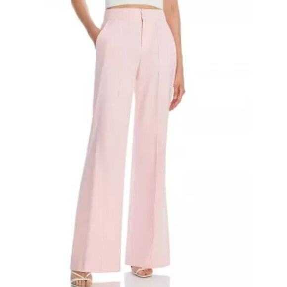 Alice and Olivia Dylan High Rise Pintuck Wide Leg Pants Petal - Picture 2 of 10